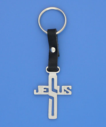 Llavero cruz de Jess nquel brillante
